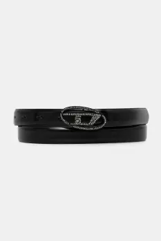 Diesel curea de piele OVAL D LOGO B-1DR STRASS 20 culoarea negru, X09972.P6958 imagine