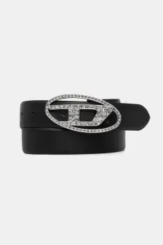 Diesel curea de piele OVAL D LOGO B-1DR STRASS culoarea negru, X09611.P6364 imagine