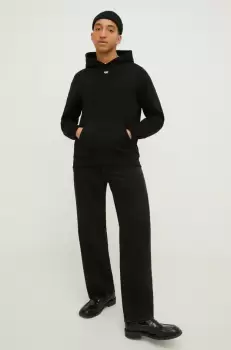 Diesel hanorac de bumbac barbati, culoarea negru, cu gluga, neted imagine