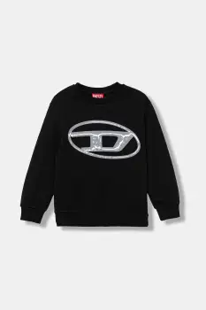 Diesel hanorac de bumbac pentru copii SBONNIE OVER SWEAT-SHIRT culoarea negru, cu imprimeu, J02488 imagine