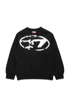 Diesel hanorac de bumbac pentru copii SBOXTN5 OVER SWEAT-SHIRT culoarea negru, cu imprimeu, J02213 imagine