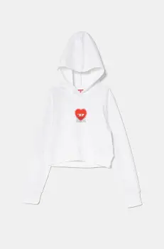 Diesel hanorac de bumbac pentru copii SCUOREHOOD SWEAT-SHIRT culoarea alb, cu gluga, cu imprimeu, J02229 imagine