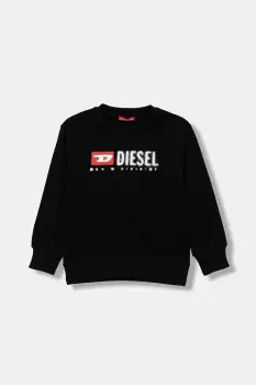 Diesel hanorac de bumbac pentru copii SDROPS OVER SWEAT-SHIRT culoarea negru, cu imprimeu, J02483 imagine