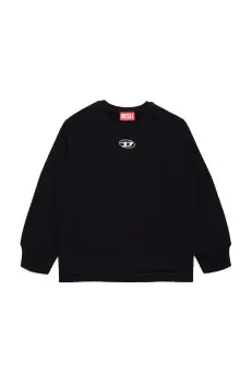 Diesel hanorac de bumbac pentru copii SMACSISOD OVER SWEAT-SHIRT culoarea negru, neted, J02024 imagine