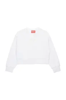 Diesel hanorac de bumbac pentru copii STRASLIUM SWEAT-SHIRT culoarea alb, neted, J01826 imagine