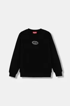 Diesel hanorac de bumbac pentru copii SVALSY SWEAT-SHIRT culoarea negru, cu imprimeu, J02417 imagine