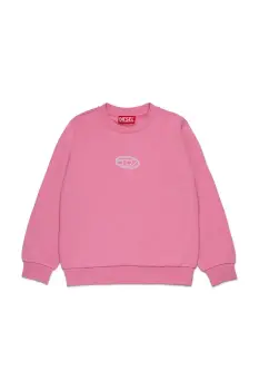 Diesel hanorac de bumbac pentru copii SVALSY SWEAT-SHIRT culoarea roz, cu imprimeu, J02417 imagine