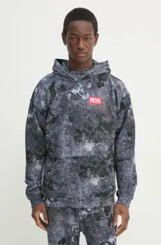 Diesel hanorac de bumbac S-BOXT-HOOD-R8 SWEAT-SHIRT barbati, culoarea gri, cu gluga, modelator, A16404.0QLAG imagine