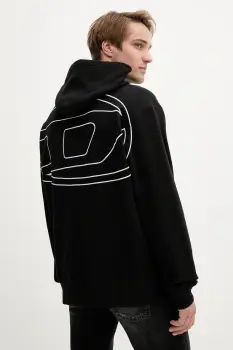 Diesel hanorac de bumbac S-MACS-HOOD-MEGOVAL-D culoarea negru, cu gluga, cu imprimeu, A11304.0GYCJ imagine