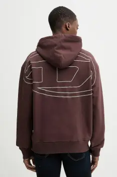 Diesel hanorac de bumbac S-MACS-HOOD-MEGOVAL-D culoarea negru, cu gluga, cu imprimeu, A11304.0GYCJ imagine