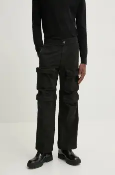 Diesel pantaloni de bumbac P-DANZEL culoarea negru, cu fitcargo, A14759.0SKAE imagine