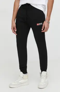 Diesel pantaloni de trening din bumbac culoarea negru, neted imagine