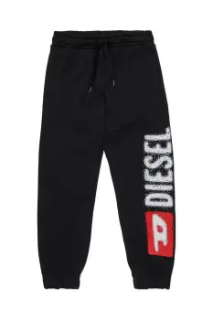 Diesel pantaloni de trening din bumbac pentru copii PANTLI TROUSERS culoarea negru, cu imprimeu, J02445 imagine