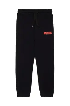 Diesel pantaloni de trening din bumbac pentru copii PBASEL TROUSERS culoarea negru, neted, J02316 imagine