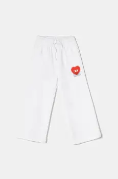 Diesel pantaloni de trening din bumbac pentru copii PCUORE TROUSERS culoarea alb, cu imprimeu, J02231 imagine