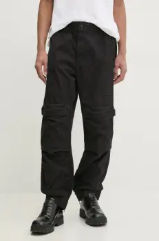 Diesel pantaloni P-BEECK TROUSERS barbati, culoarea negru, cu fason cargo, A14761.0NJBP imagine