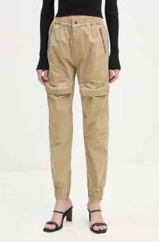 Diesel pantaloni P-RIDE femei, culoarea bej, high waist, A14539.0SKAM imagine
