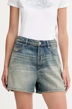 Diesel pantaloni scurti jeans DE-JIRO SHORTS uni, high waist, A19060.0DBEC imagine