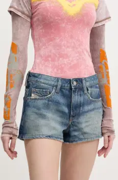 Diesel pantaloni scurti jeans DE-YUBA SHORTS femei, uni, medium waist, A12764.0GRDS imagine