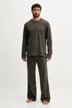 Diesel pijamale de bumbac SET-ADRIAN-UTLT culoarea gri, uni, A19505.0PJBB imagine