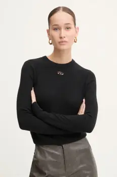 Diesel pulover de lana M-AREESAX femei, culoarea negru, light, A13013.0GEAY imagine