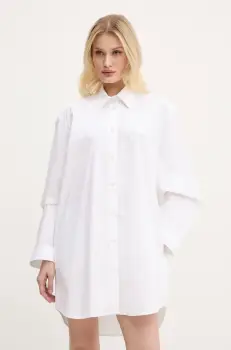 Diesel rochie din bumbac D-DALIS DRESS culoarea alb, mini, drept, A14568.0PCAL imagine