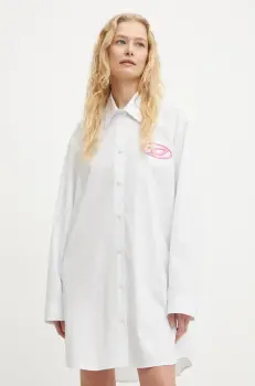 Diesel rochie din bumbac D-DALIS-P1 DRESS culoarea alb, mini, oversize, A14571.0DNAN imagine