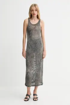 Diesel rochie din bumbac MAEVE-UTLT culoarea gri, maxi, drept, A18534.0HGBA imagine