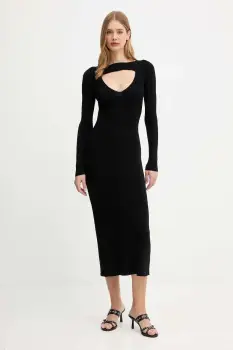 Diesel rochie din lana M-OLONI culoarea negru, maxi, evazati, A18905.0PLBF imagine