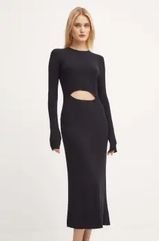 Diesel rochie din lana M-PELAGOS culoarea negru, midi, mulata, A11176.0BMAI imagine