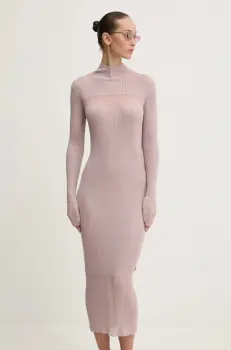 Diesel rochie din lana M-SLINT DRESS culoarea roz, midi, mulata, A16556.0CPAS imagine