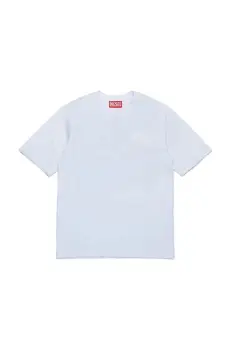 Diesel tricou de bumbac pentru copii TBOGGYMEGOVALD OVER T-SHIRT culoarea alb, cu imprimeu, J02276 imagine