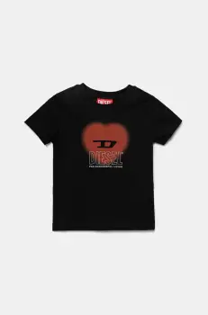 Diesel tricou de bumbac pentru copii TCUORE T-SHIRT culoarea negru, J02233 imagine