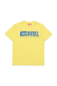 Diesel tricou de bumbac pentru copii TDIEGORL6 T-SHIRT culoarea galben, cu imprimeu, J02033 imagine