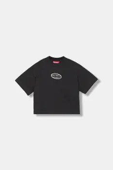 Diesel tricou de bumbac pentru copii TIXAN T-SHIRT culoarea negru, J02428 imagine