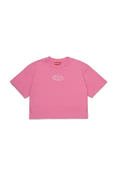 Diesel tricou de bumbac pentru copii TIXAN T-SHIRT culoarea roz, J02428 imagine