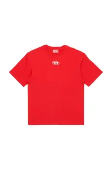 Diesel tricou de bumbac pentru copii TMARCUS OVER T-SHIRT culoarea rosu, neted, J02022 imagine