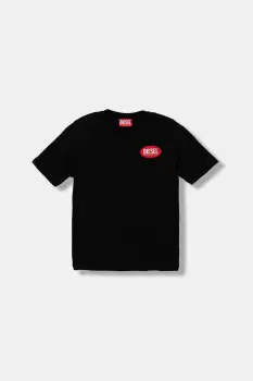 Diesel tricou de bumbac pentru copii TPATCH OVER T-SHIRT culoarea negru, cu imprimeu, J02469 imagine