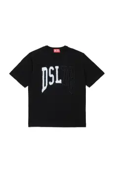 Diesel tricou de bumbac pentru copii TWASHN OVER T-SHIRT culoarea negru, cu imprimeu, J02228 imagine
