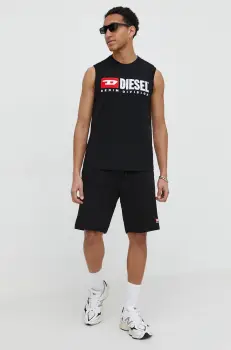 Diesel tricou din bumbac barbati, culoarea negru imagine