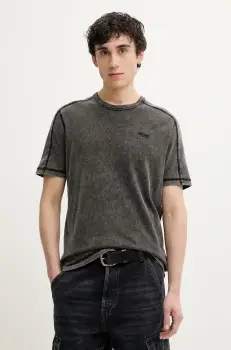 Diesel tricou din bumbac T-ADJIND T-SHIRT barbati, culoarea gri, modelator, A16407.0QJAH imagine