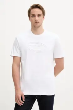 Diesel tricou din bumbac T-ADJUST-BIGOVAL culoarea alb, cu imprimeu, A17402.0NJBM imagine