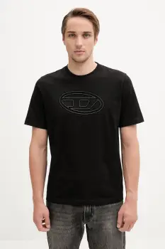 Diesel tricou din bumbac T-ADJUST-BIGOVAL culoarea negru, cu imprimeu, A17402.0NJBM imagine