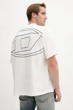 Diesel tricou din bumbac T-BOGGY-MEGOVAL-D culoarea alb, cu imprimeu, A11302.0HGAM imagine