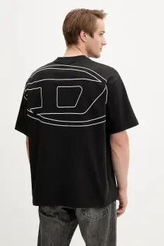 Diesel tricou din bumbac T-BOGGY-MEGOVAL-D culoarea negru, cu imprimeu, A11302.0HGAM imagine