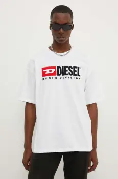 Diesel tricou din bumbac T-BOXT-DIV barbati, culoarea alb, cu imprimeu, A14943.0GRAI imagine