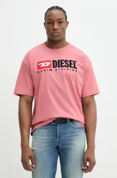 Diesel tricou din bumbac T-BOXT-DIV barbati, culoarea portocaliu, cu imprimeu, A14943.0GRAI imagine