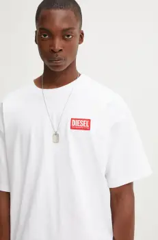 Diesel tricou din bumbac T-BOXT-LAB barbati, culoarea alb, cu imprimeu, A14947.0NIAR imagine