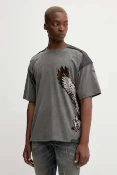 Diesel tricou din bumbac T-BOXT-PEELOFF culoarea gri, cu imprimeu, A19321.0KIBX imagine