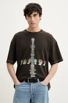 Diesel tricou din bumbac T-BOXT-R4 T-SHIRT barbati, culoarea maro, cu imprimeu, A16208.0DRAM imagine